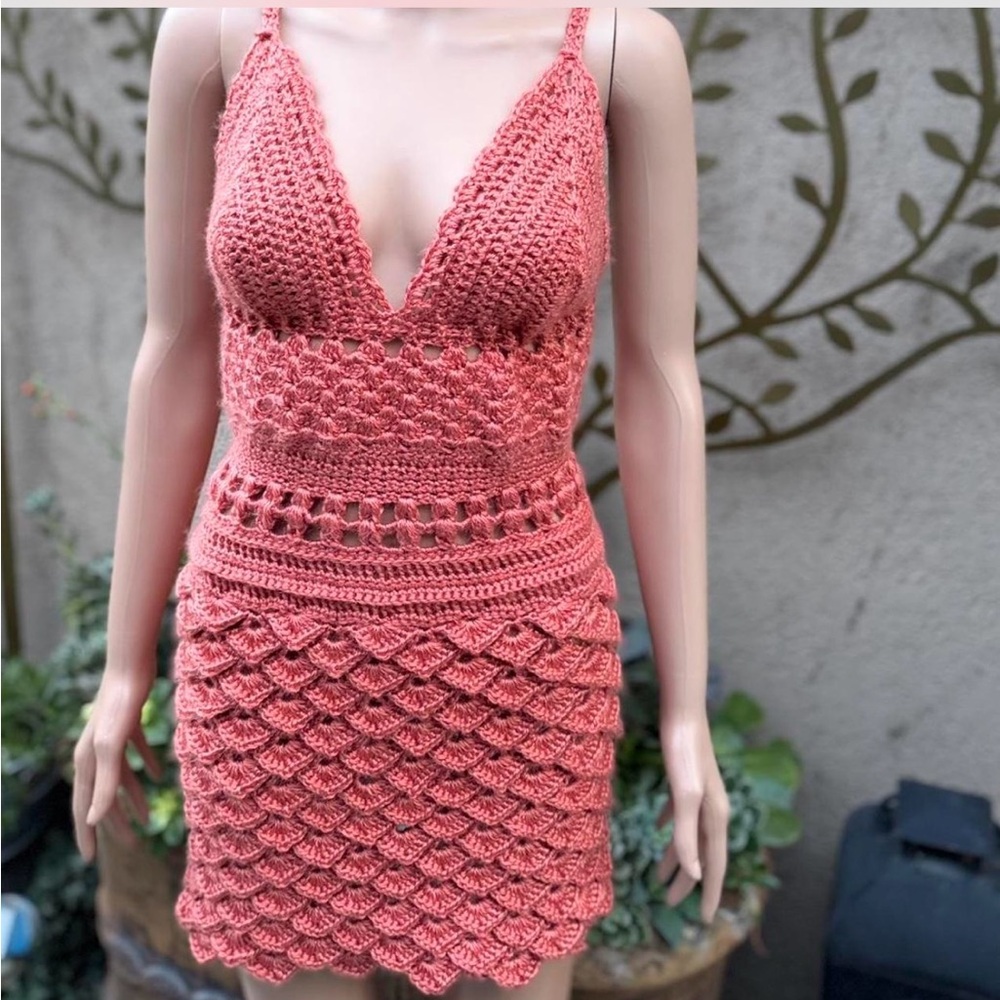 Handmade Crochet Pink Dress